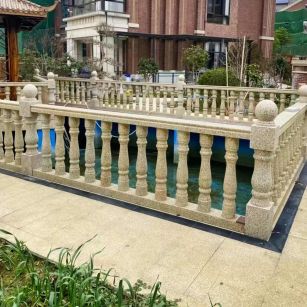 克拉玛依黄金麻花岗岩石材栏杆，扶手，将军柱，花瓶柱