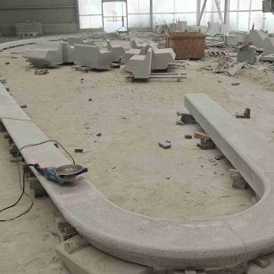 克拉玛依 芝麻白花岗岩弧形花坛石，坐凳石