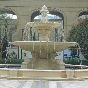 克拉玛依 黄金麻花岗岩异型加工——户外庭院石雕流水喷泉