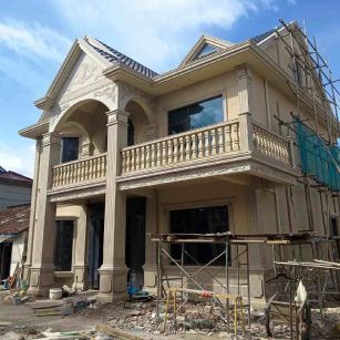 克拉玛依 黄金麻花岗岩石材私人别墅雕花门楼柱阳台栏杆