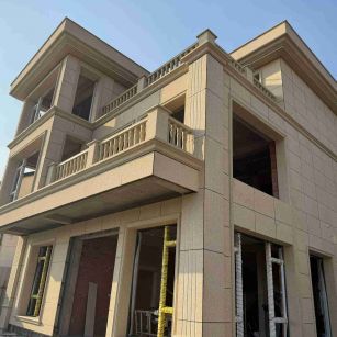 克拉玛依 黄金麻花岗岩石材荔枝面外墙干挂效果展示