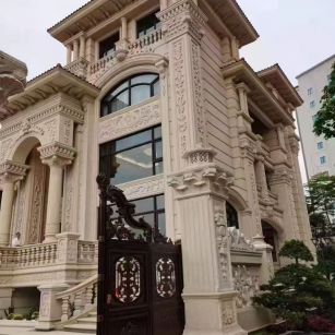 克拉玛依 黄金麻花岗岩别墅外墙干挂效果展示