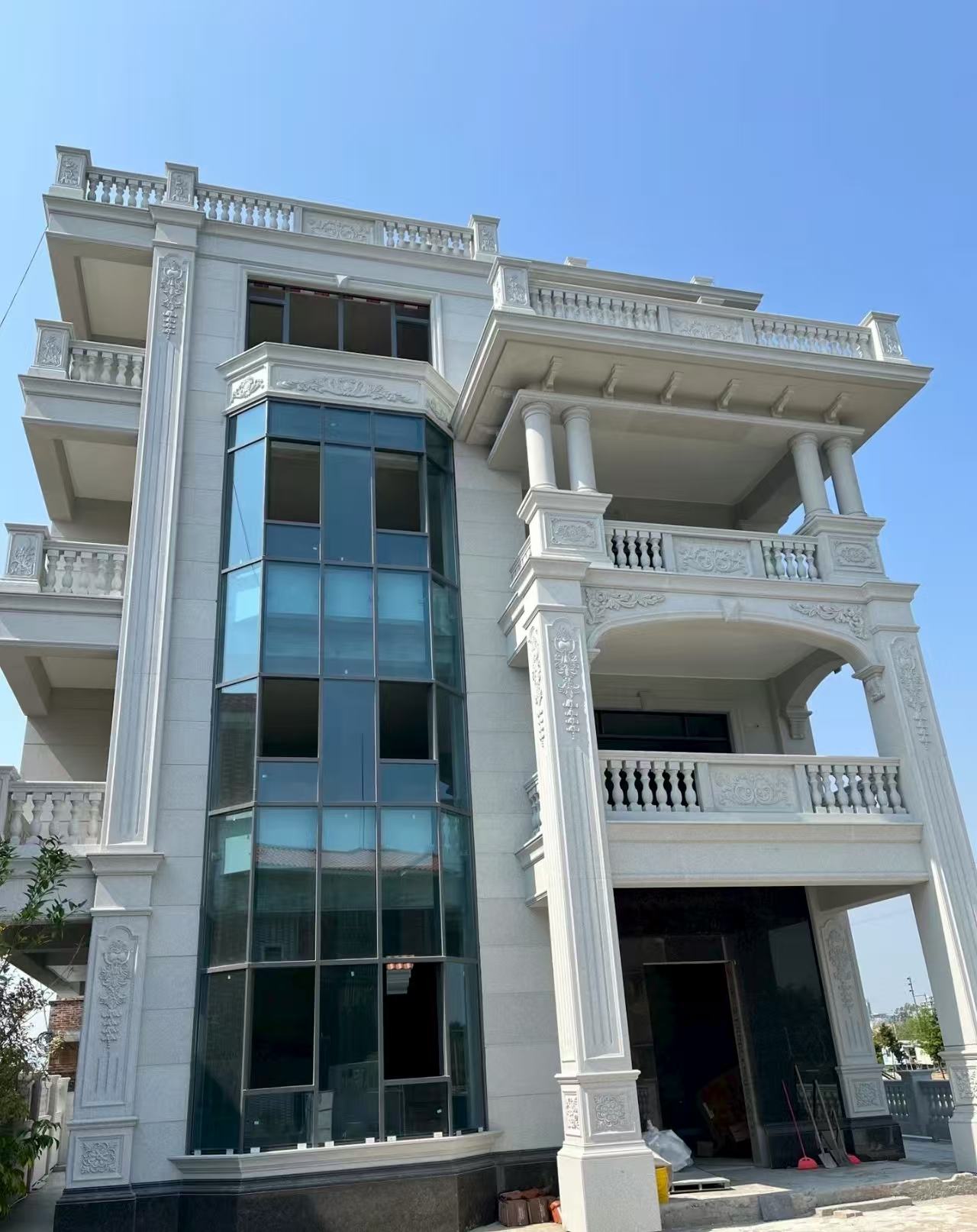 克拉玛依 白麻花岗岩别墅外墙干挂效果展示